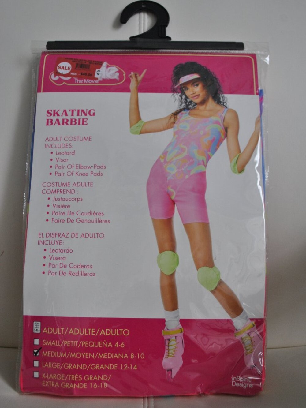 New Sexy Skating Barbie Adult Women Halloween Costume - Medium 8-10 Pink Leotard